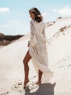 Vintage Embroidery Loose White Red Boho Dress image 4