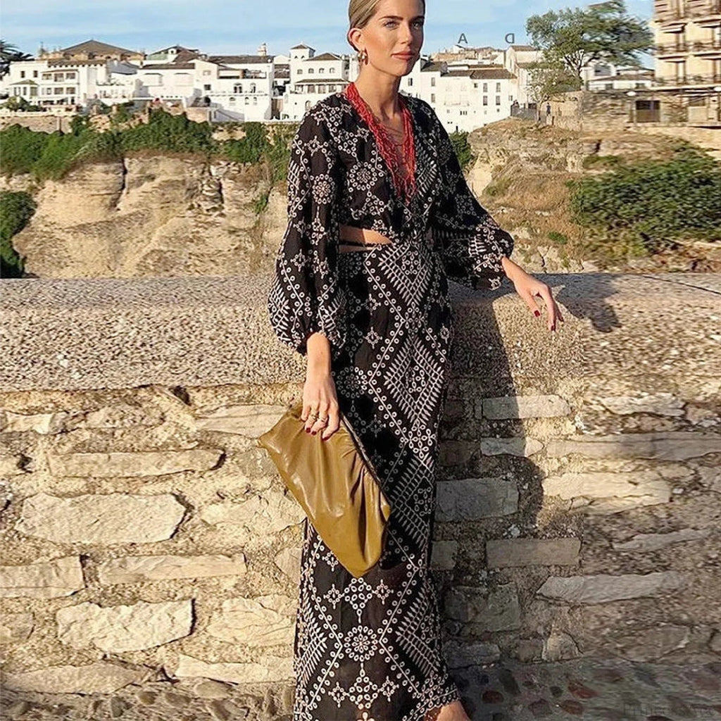 Vintage Ethnic Embroidery Boho Dress image 1