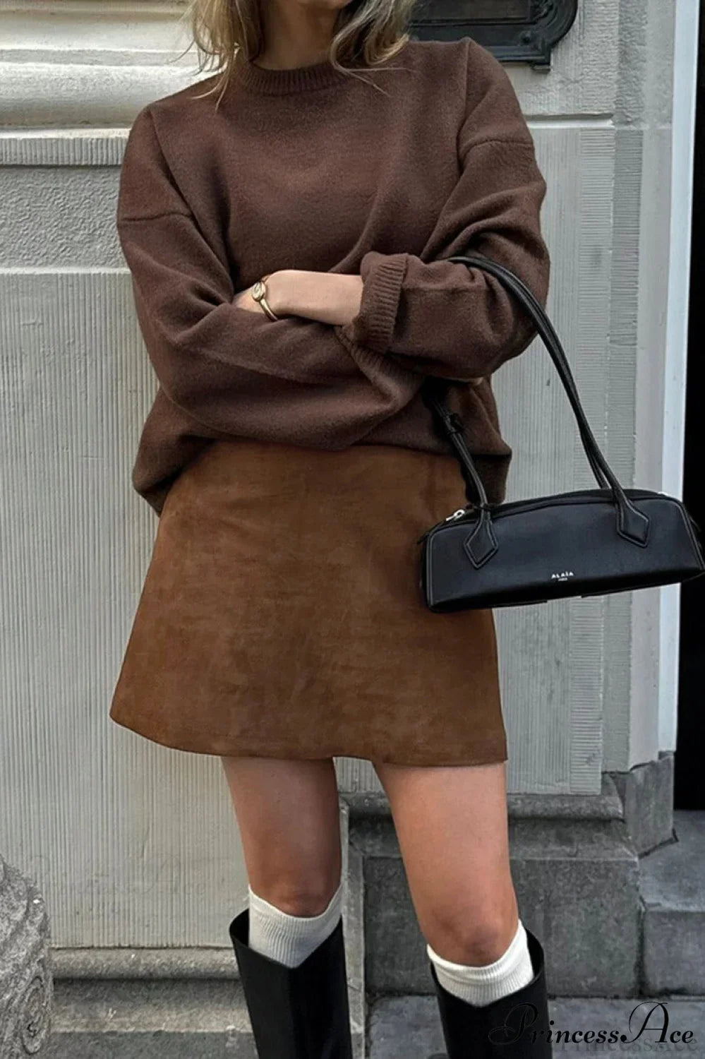 Vintage Faux Suede High-Waist Mini Skirt image 1