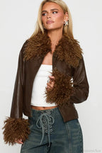 Vintage Fleece-Collar Leather Paneled Jacket image 3