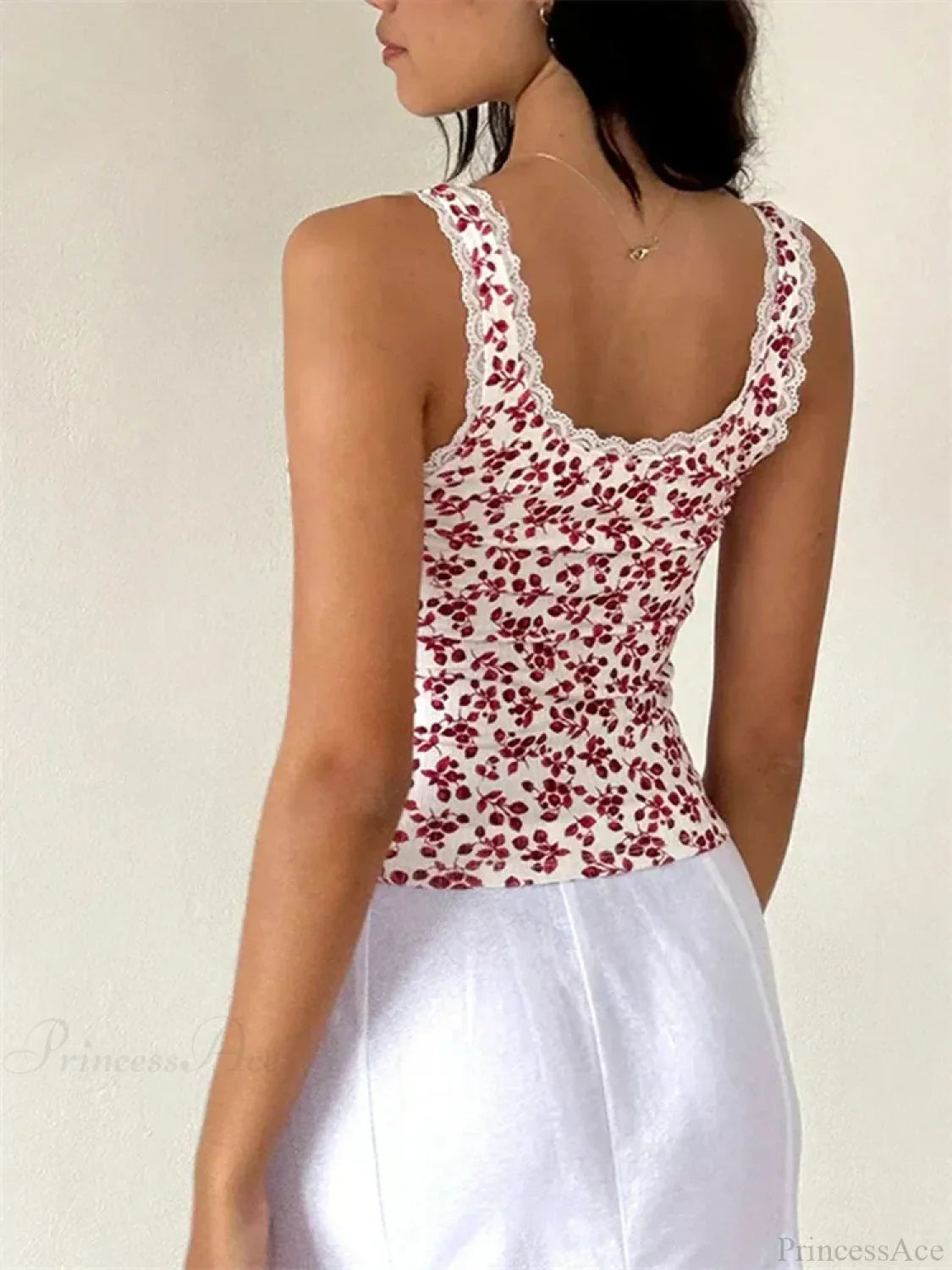 Vintage Floral Lace Trim Sleeveless Crop Top image 6