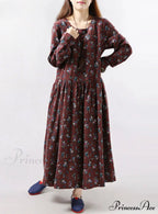 Vintage Floral Loose Long-Sleeve Casual Dress image 1