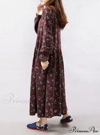 Vintage Floral Loose Long-Sleeve Casual Dress image 2
