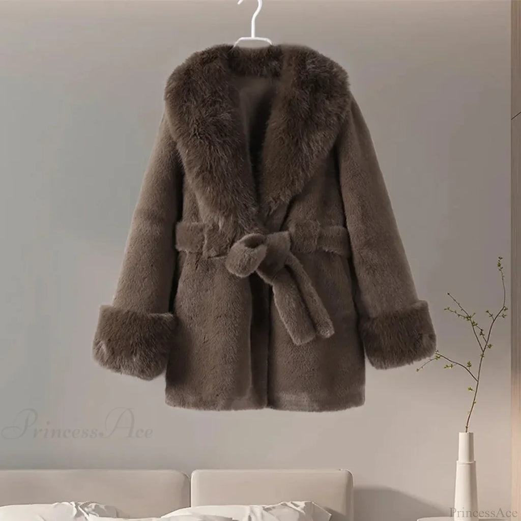 Vintage Fox Fur Belted Luxury Coat image 4