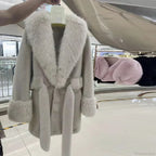 Vintage Fox Fur Belted Luxury Coat image 5