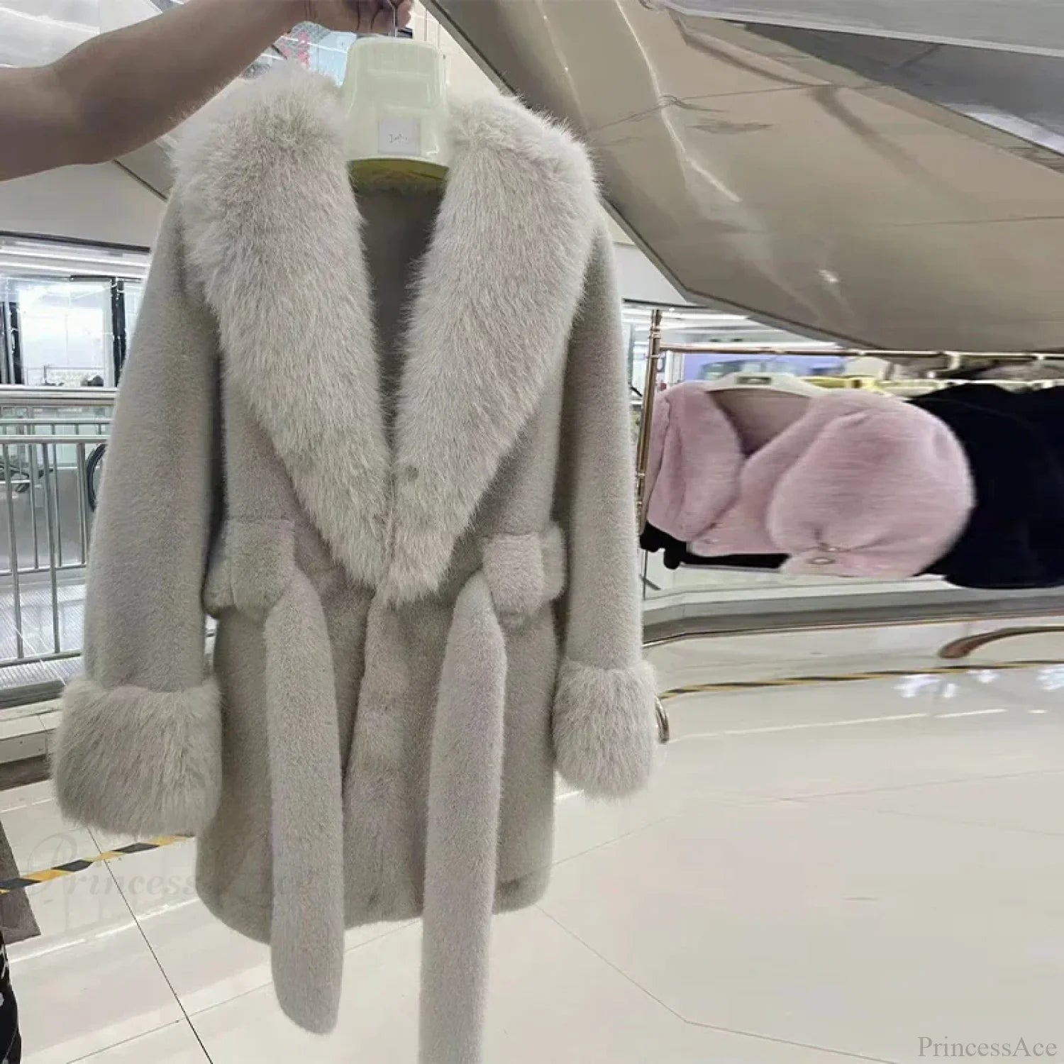 Vintage Fox Fur Belted Luxury Coat image 5