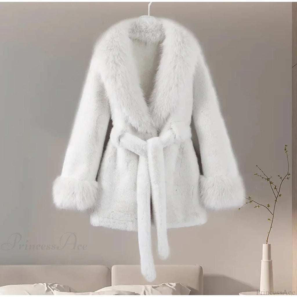 Vintage Fox Fur Belted Luxury Coat image 3