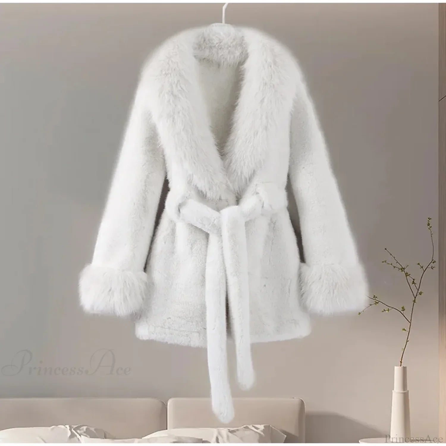 Vintage Fox Fur Belted Luxury Coat image 3