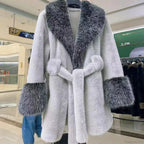 Vintage Fox Fur Belted Luxury Coat image 6