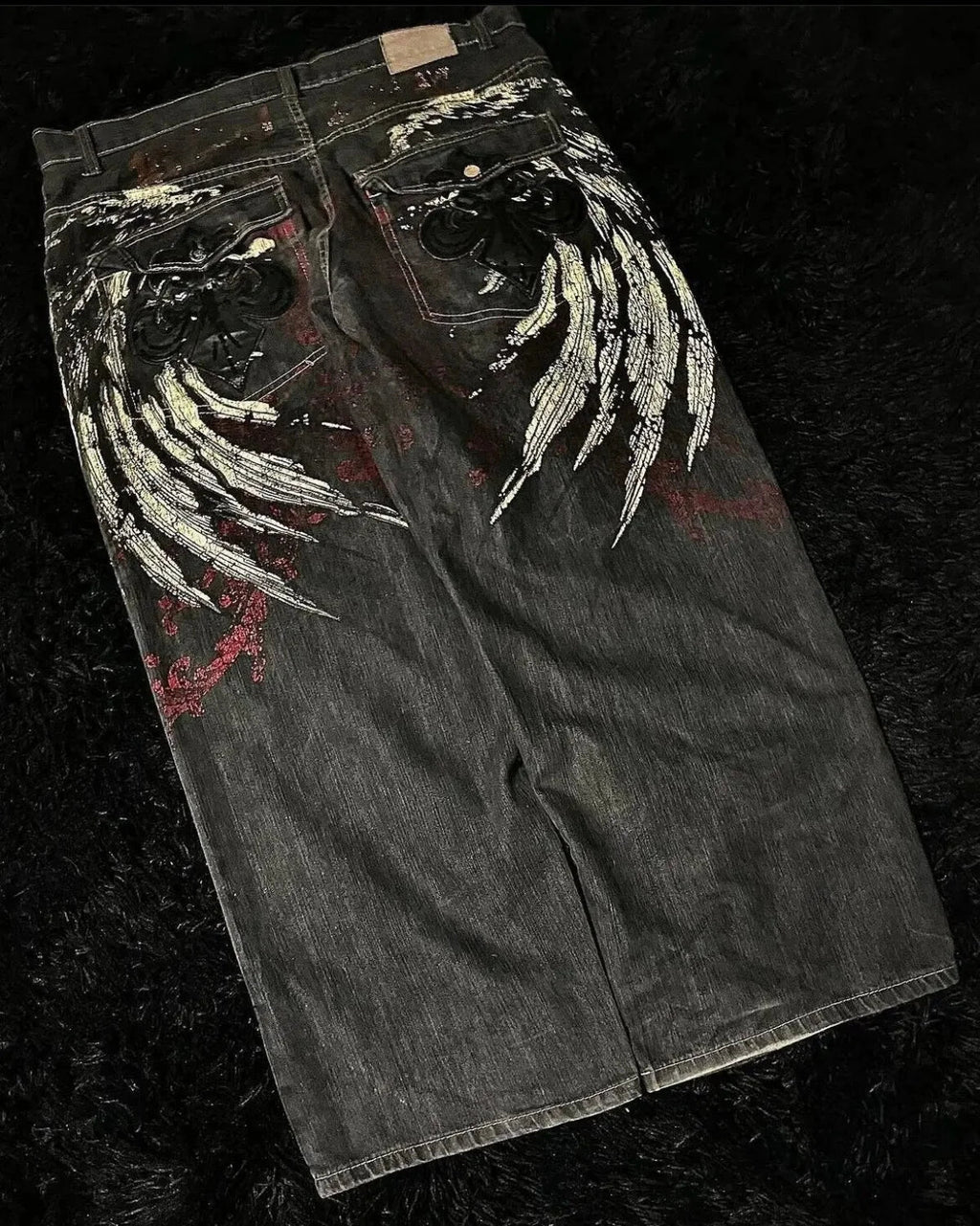 Vintage Gothic Cross Wings Stitched Pants image 6