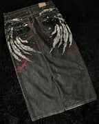 Vintage Gothic Cross Wings Stitched Pants image 6