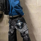Vintage Gothic Cross Wings Stitched Pants image 1