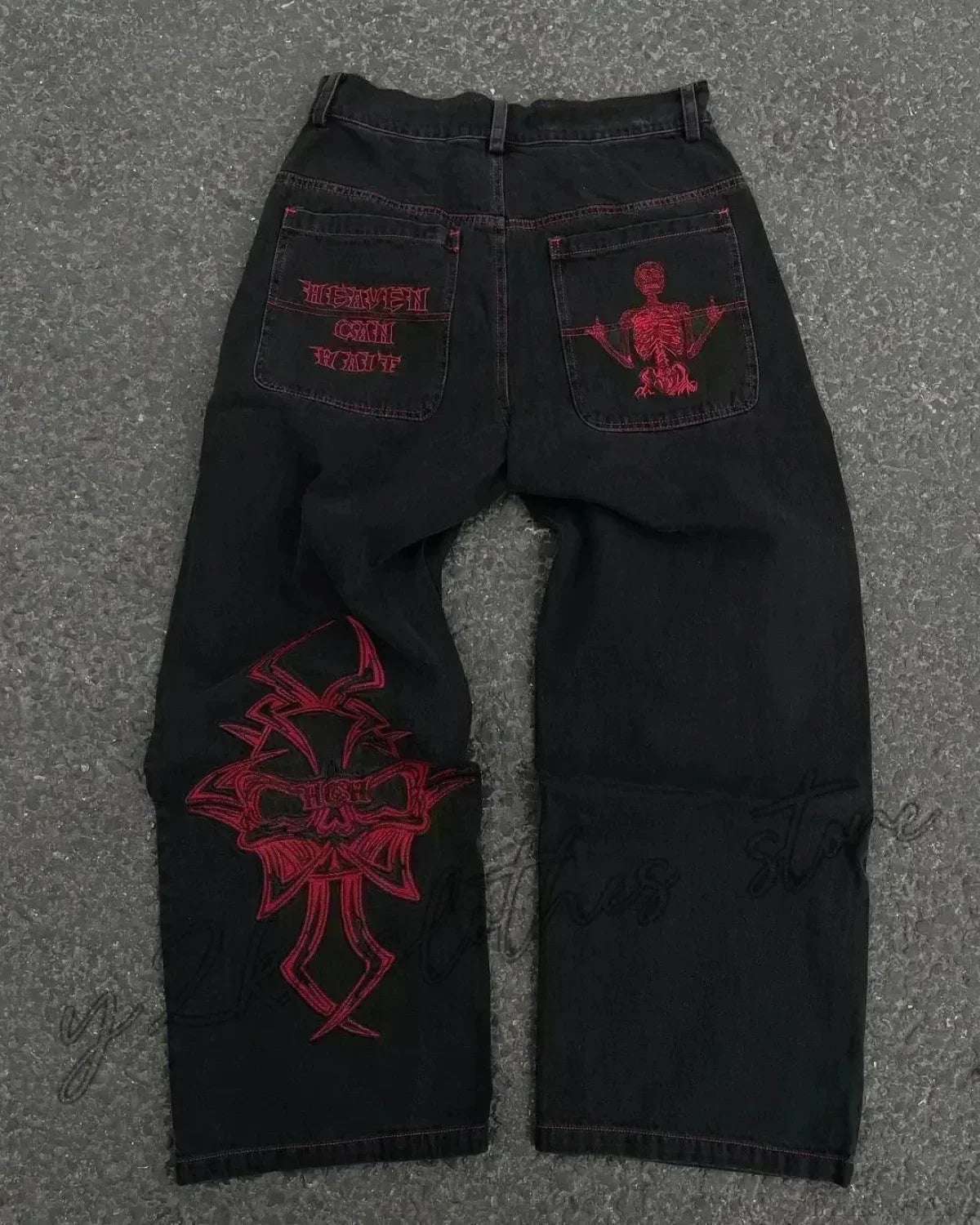 Vintage Gothic Cross Wings Stitched Pants image 9