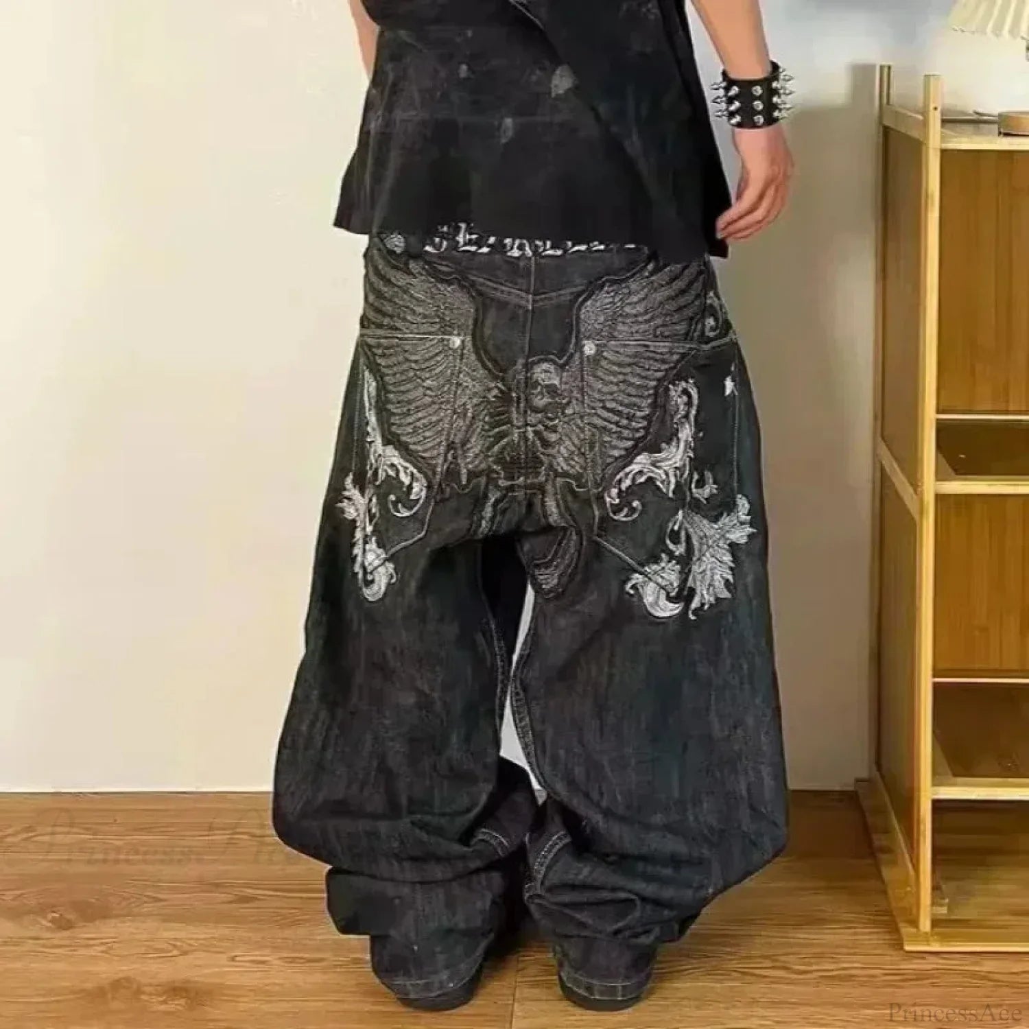 Vintage Gothic Cross Wings Stitched Pants image 24