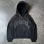 Vintage Gothic Printed Zipper Hoodie image 2