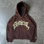 Vintage Gothic Printed Zipper Hoodie image 1