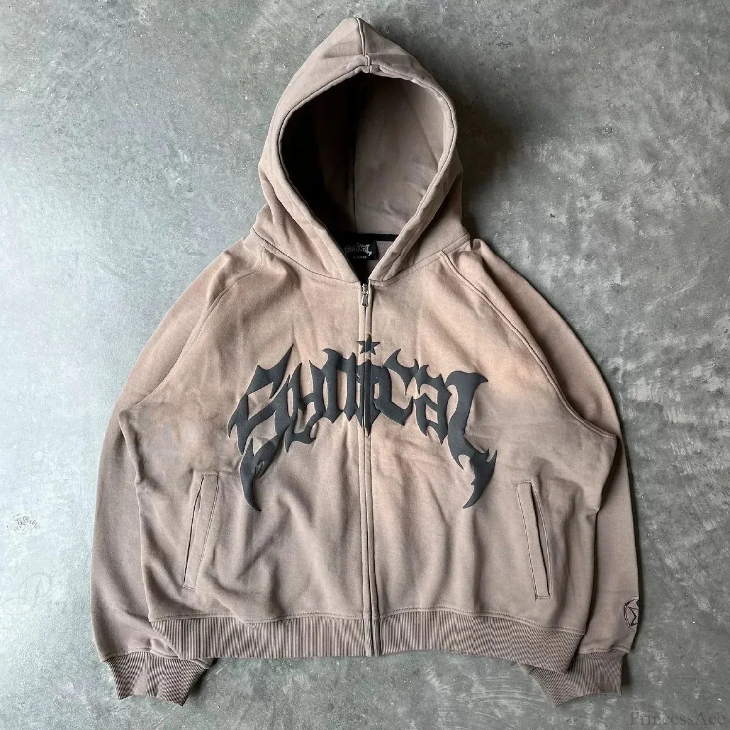 Vintage Gothic Printed Zipper Hoodie image 4