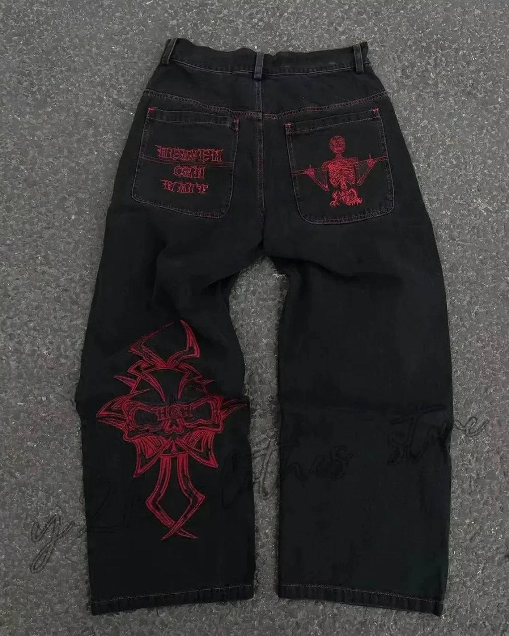 Vintage Gothic Skull Embroidered Trouser image 3