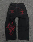 Vintage Gothic Skull Embroidered Trouser image 3