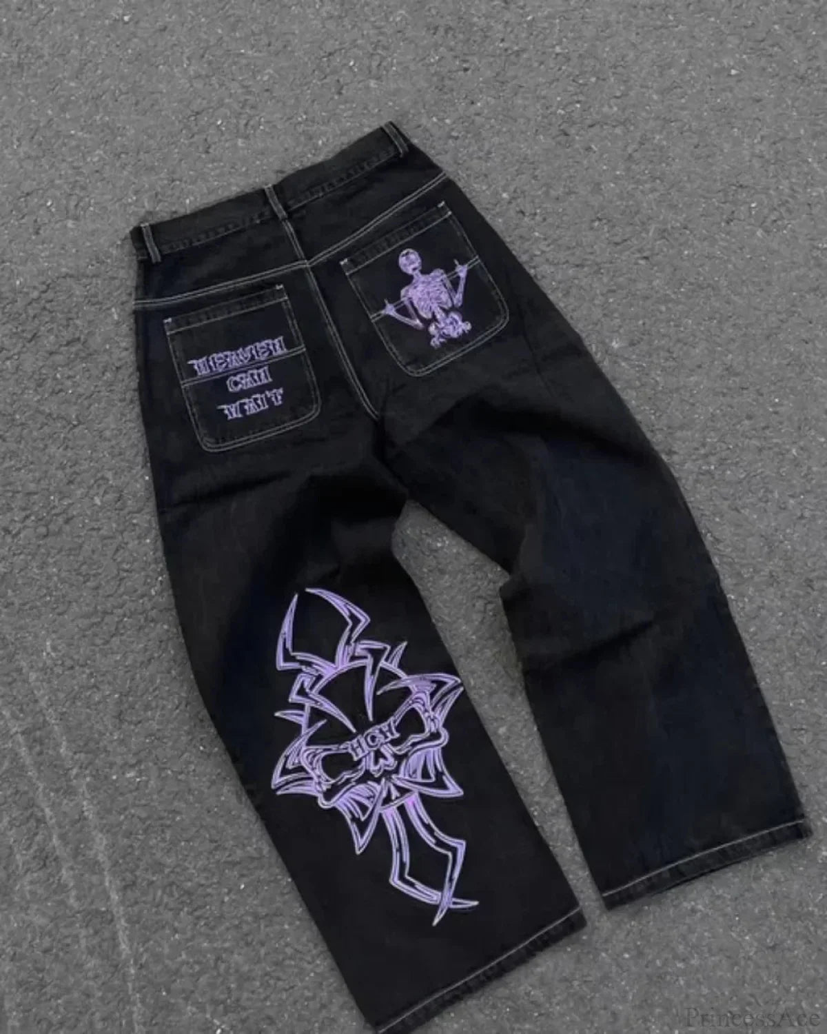 Vintage Gothic Skull Embroidered Trouser image 1