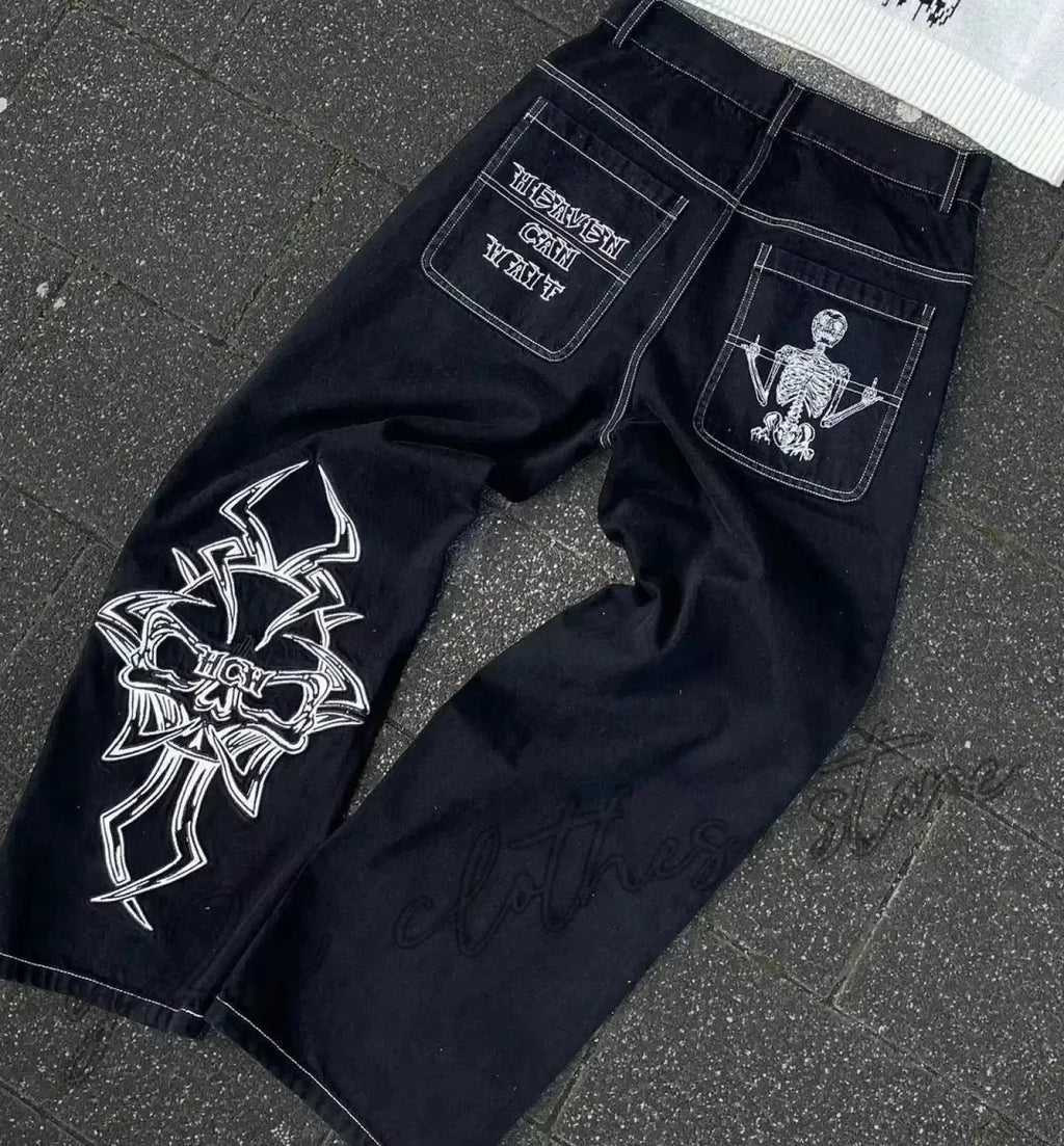 Vintage Gothic Skull Embroidered Trouser image 2