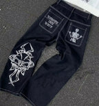 Vintage Gothic Skull Embroidered Trouser image 2