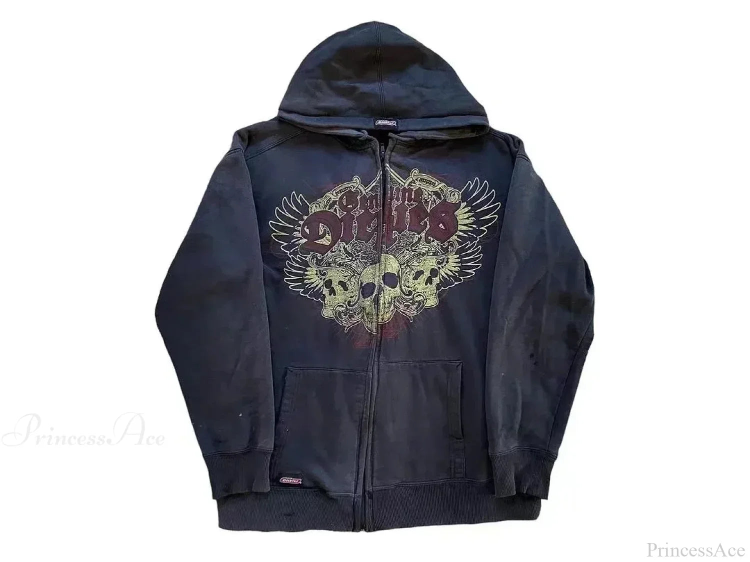 Vintage Gothic Skull Zip Up Hoodie image 3