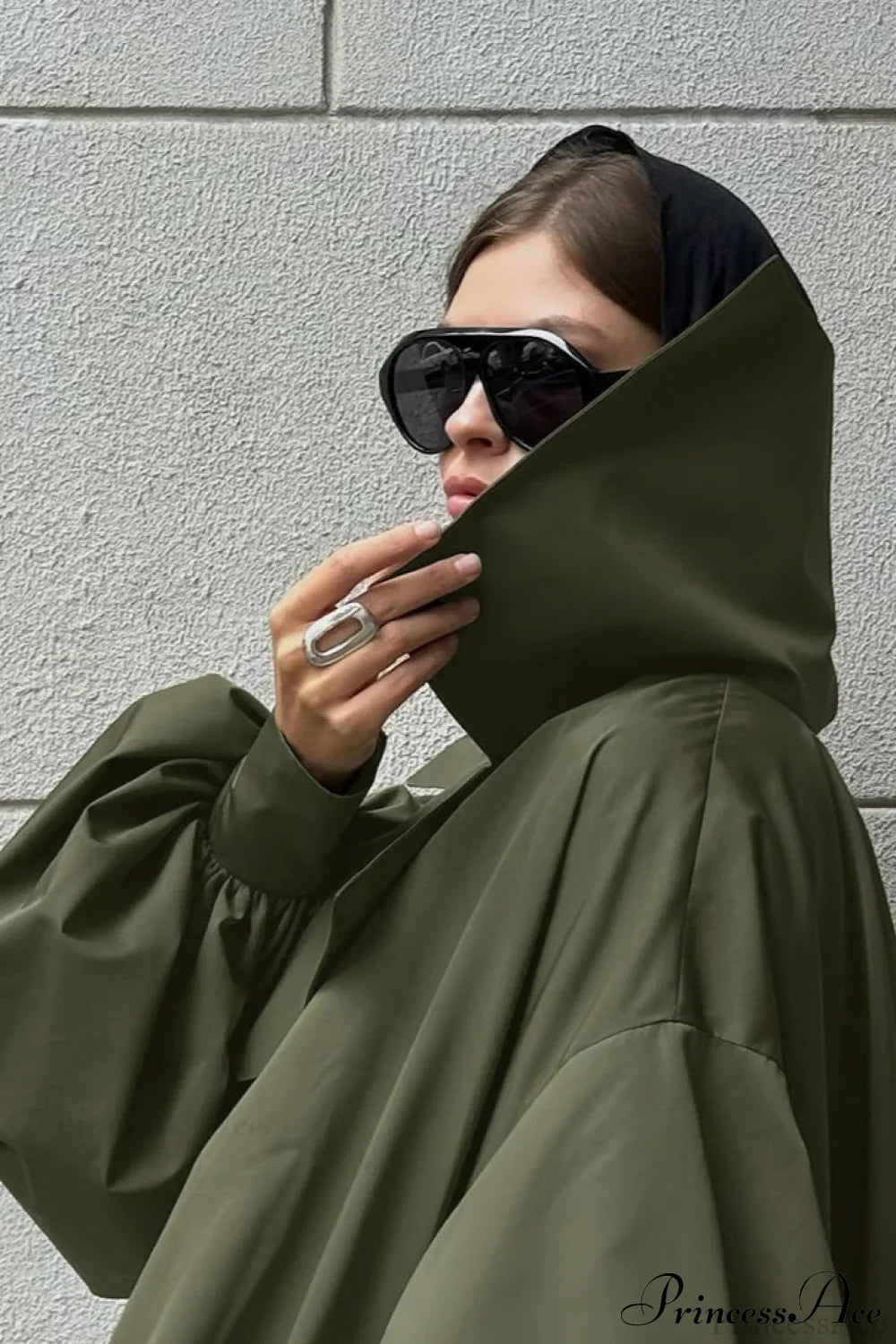Vintage Green Unique Loose Slimming Coat image 2