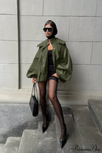 Vintage Green Unique Loose Slimming Coat image 1