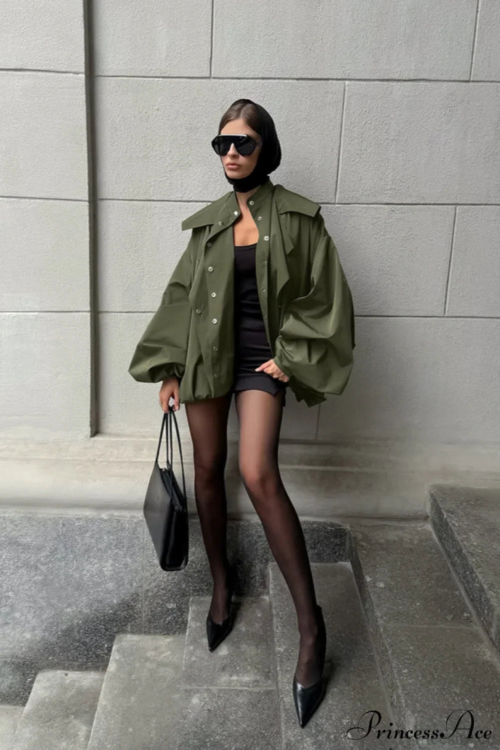Vintage Green Unique Loose Slimming Coat image 1