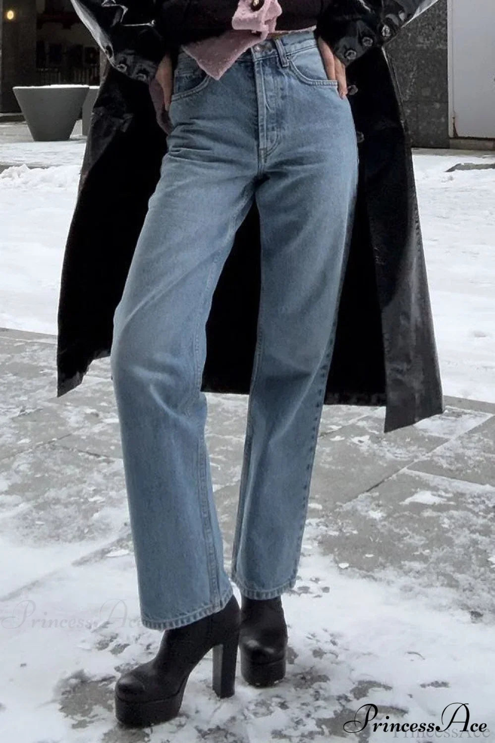 Vintage High-Rise Straight-Leg Pencil Fit Jeans image 1
