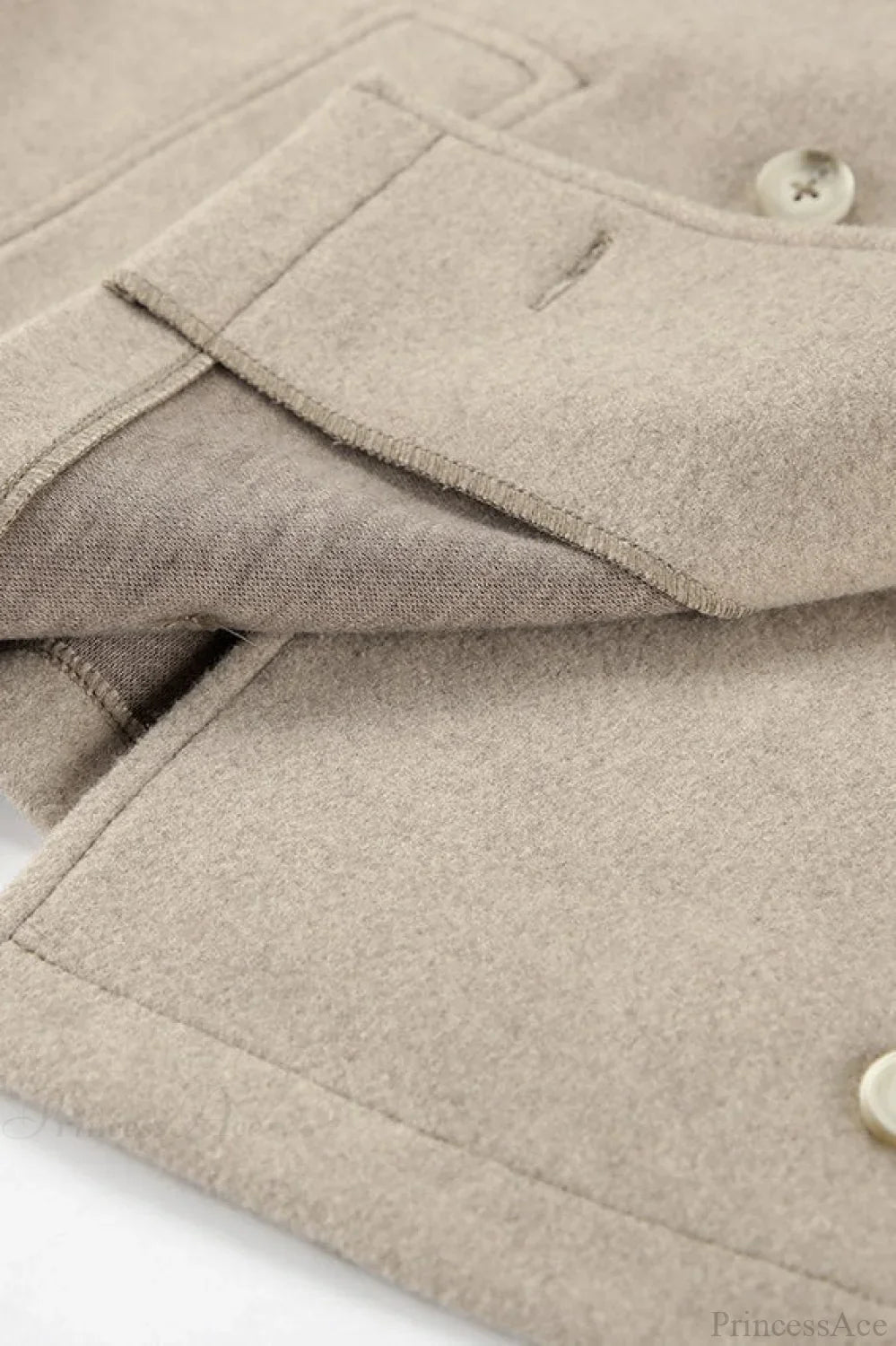 Vintage Khaki Double Breasted Thickened Wool Blend Coat image 6