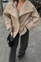 Vintage Khaki Double Breasted Thickened Wool Blend Coat image 2