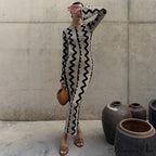 Vintage Knitted Long Sleeve Maxi Dress image 2