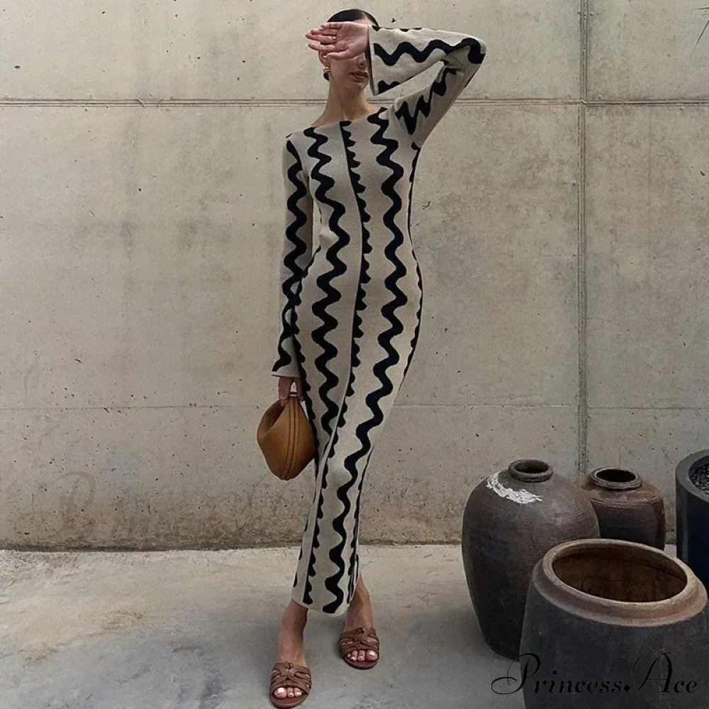 Vintage Knitted Long Sleeve Maxi Dress image 2