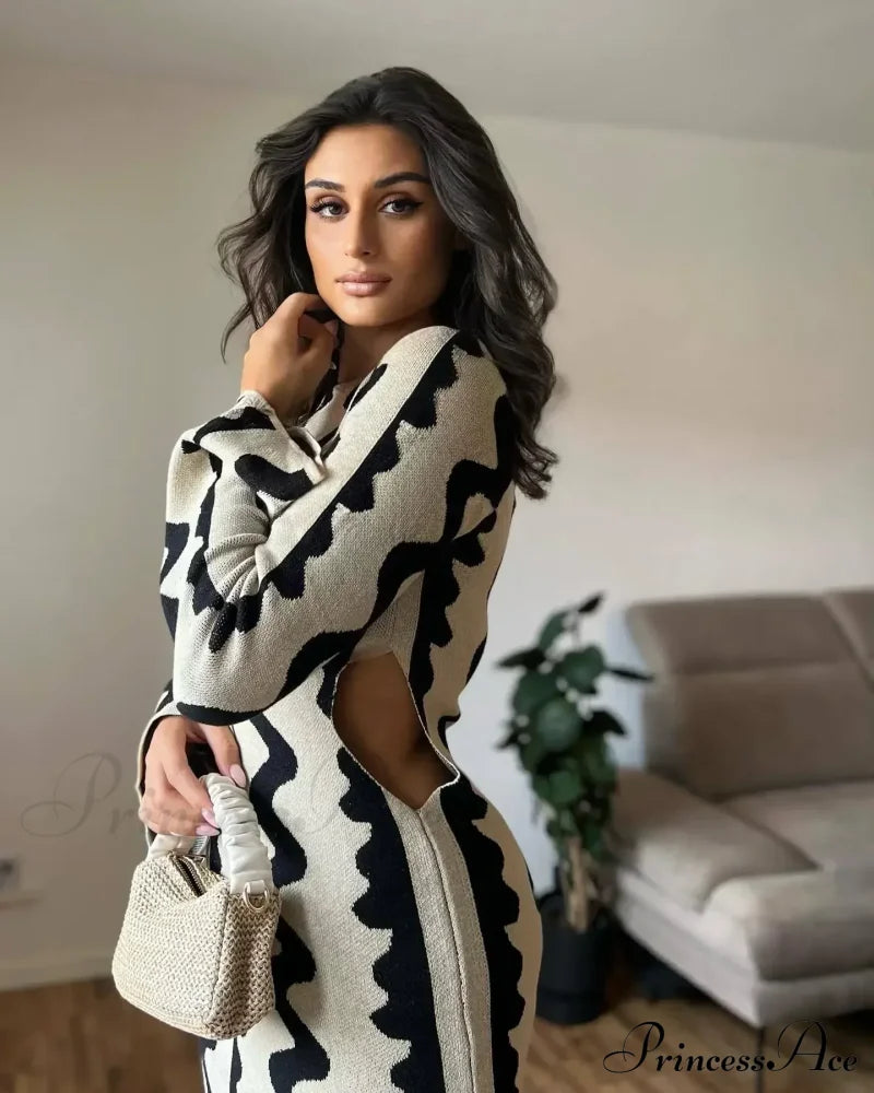 Vintage Knitted Long Sleeve Maxi Dress image 3