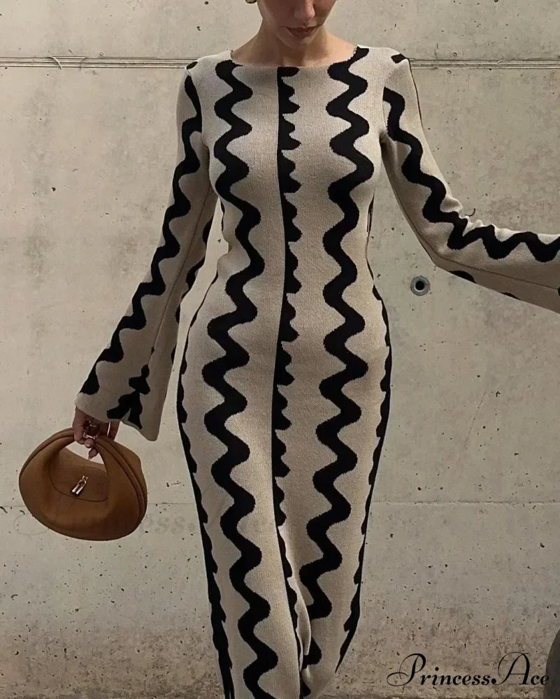 Vintage Knitted Long Sleeve Maxi Dress image 1