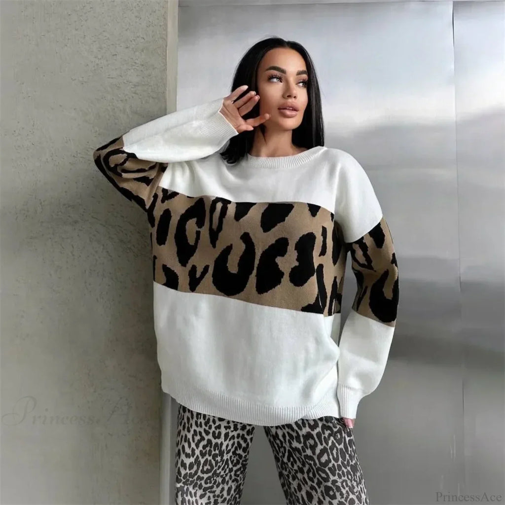 Vintage Leopard Print Loose Oversized Sweater image 2