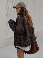Vintage Leopard Print Zipper Coat image 3