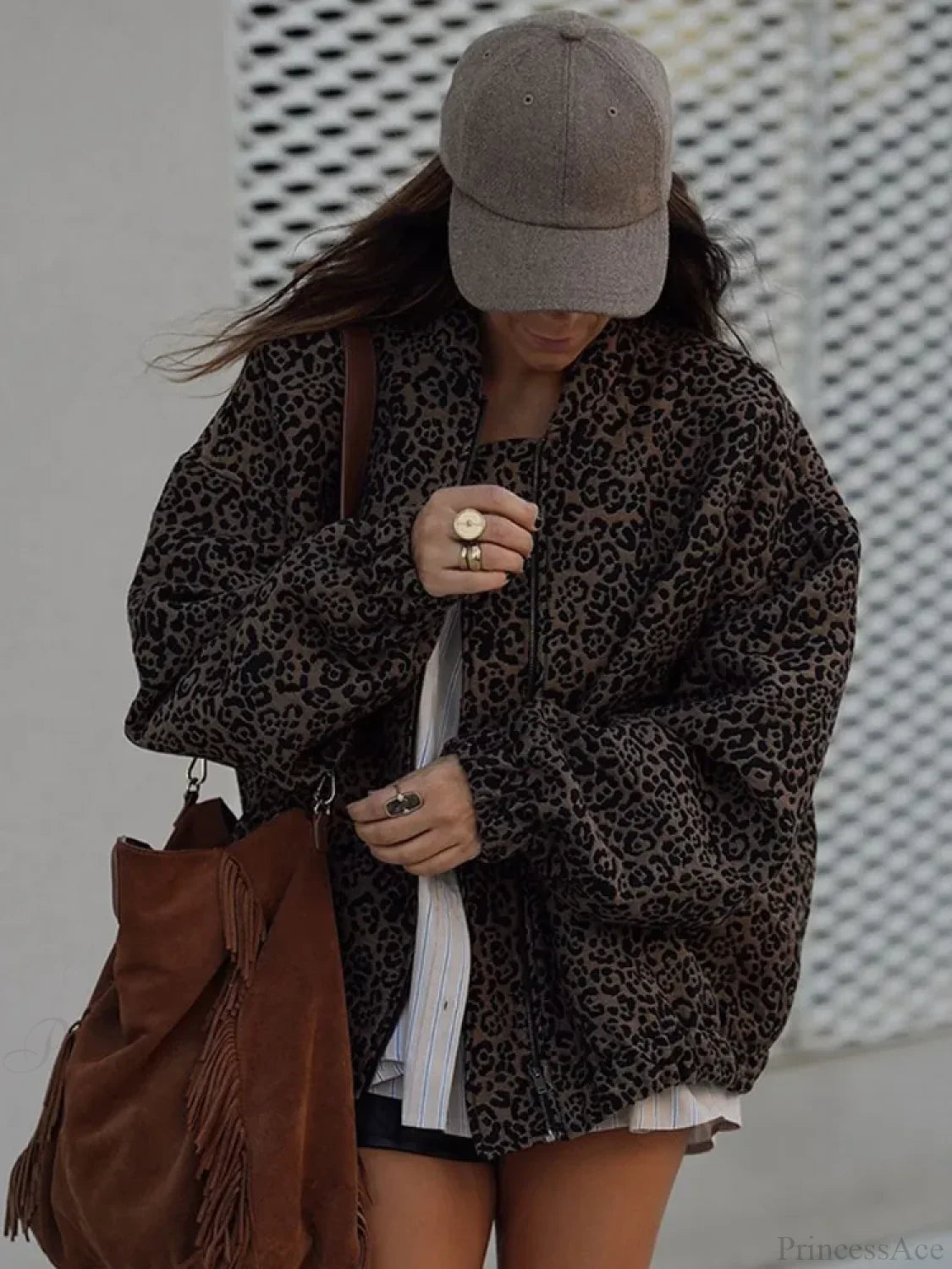 Vintage Leopard Print Zipper Coat image 4