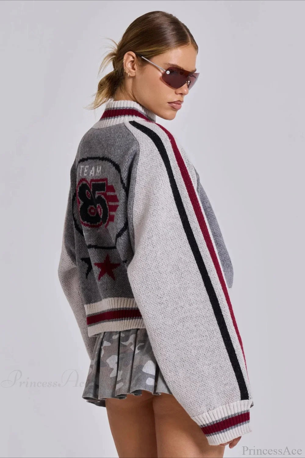 Vintage Letter Knit Cardigan Sweater image 3