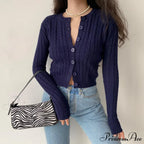 Vintage Long Sleeve Slim Knitted Cardigan image 2