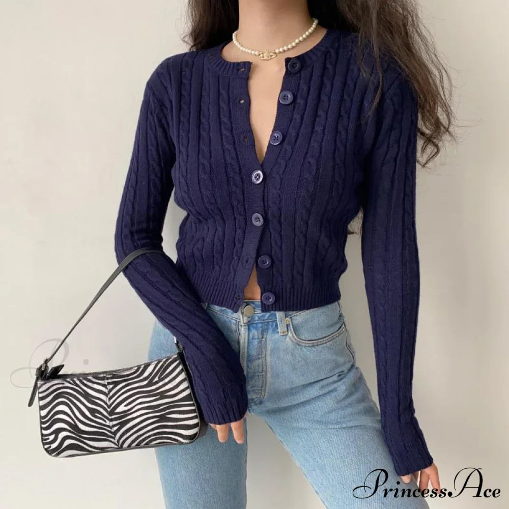 Vintage Long Sleeve Slim Knitted Cardigan image 2