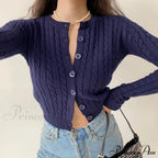 Vintage Long Sleeve Slim Knitted Cardigan image 1