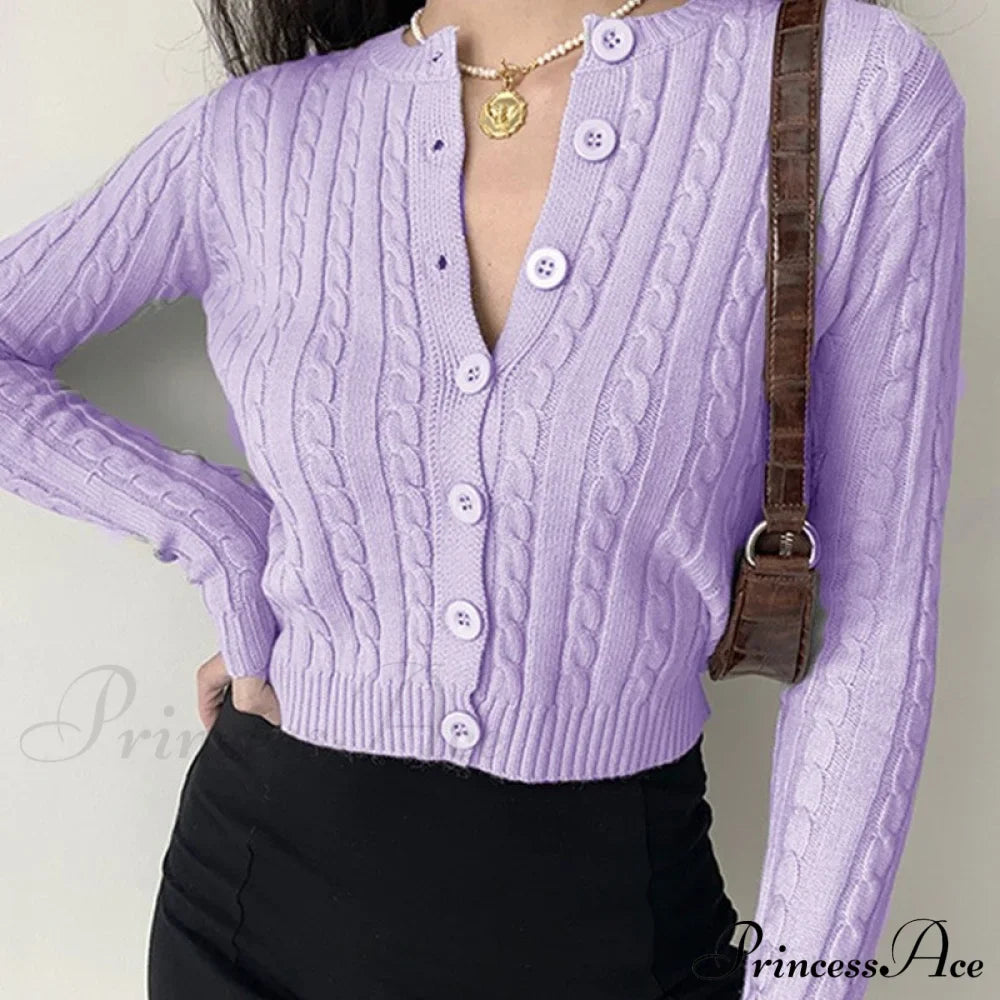 Vintage Long Sleeve Slim Knitted Cardigan image 3