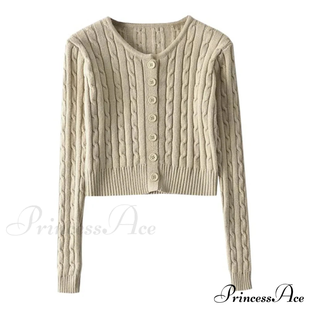 Vintage Long Sleeve Slim Knitted Cardigan image 8
