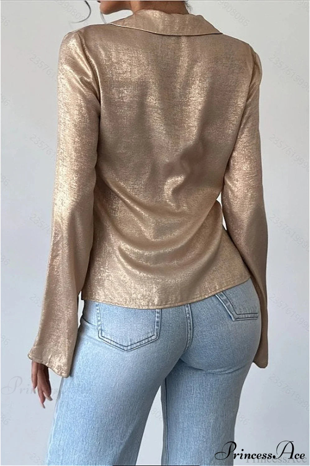 Vintage Long Sleeve V Neck Blouse image 3