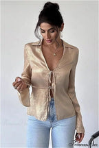 Vintage Long Sleeve V Neck Blouse image 4