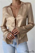 Vintage Long Sleeve V Neck Blouse image 1