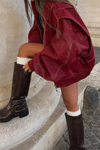 Vintage Loose Long Sleeve Lapel Leather Jacket image 3